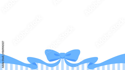 リボンのデコレーションフレーム、ストライプ柄の背景、16:9サイズ