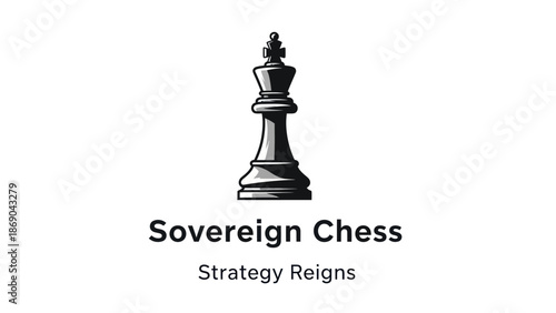 Black and White Chess Piece Illustration.
