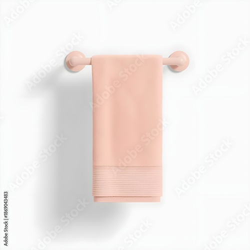 Towel Hanging on Rack 3d rendering isolated on white background cartoon plastic style icon