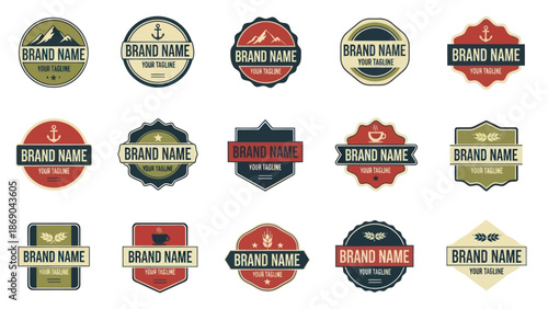 Collection of Various Brand Logos and Labels.