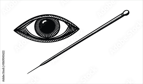 All Seeing Eye with Surgical Needle Illustration