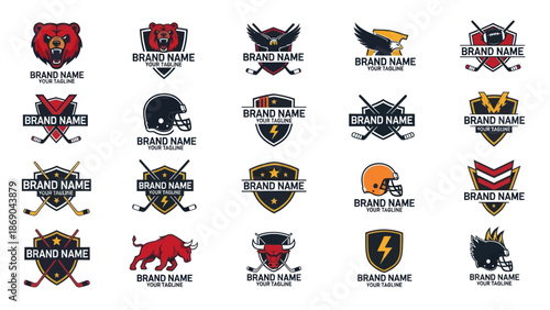 Collection of Various Sports Team Logos Emblems.