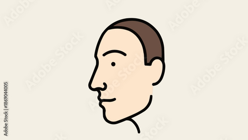Illustration of a mans profile facing left with a neutral expression.