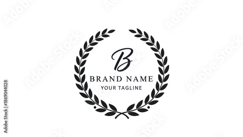 Laurel Wreath Logo Template with Letter B.