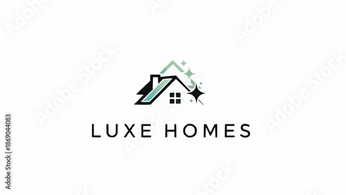 Luxe Homes Logo with Sparkling House Icon.