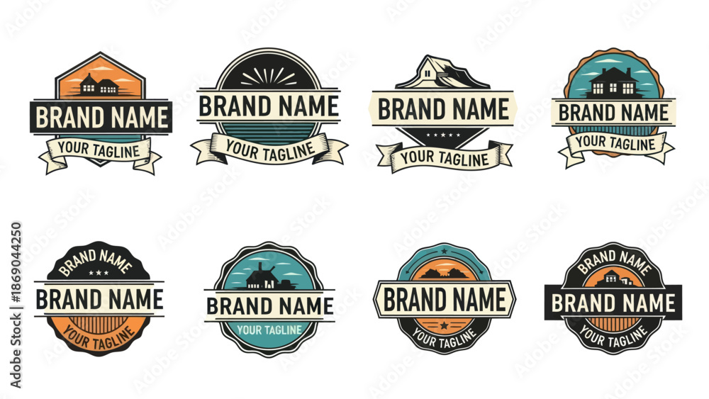 Fototapeta premium Collection of Vintage Style Brand Logos.
