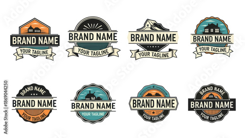 Collection of Vintage Style Brand Logos.