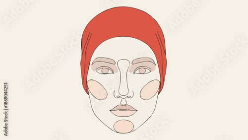 Illustration of a human face with contouring makeup zones highlighted.