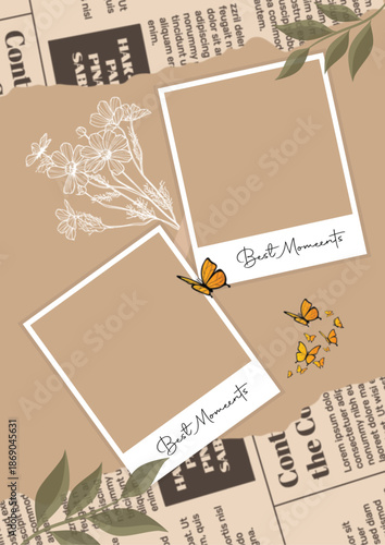 Multipurpose Photo Collage Template Set for Anniversary and Memories.
Minimalist Nature-Inspired Photo Frames with Floral and Leaf Accents