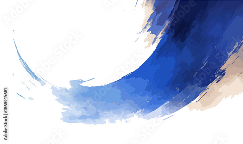 Abstrakter blauer Aquarellpinselstrich in Wellenform, der eine dynamische und transparente Textur für kreative Designs und Hintergründe bietet.