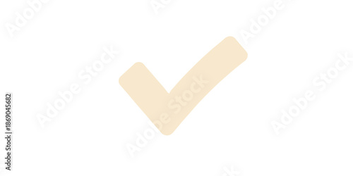 Helles, cremefarbenes Häkchen-Symbol auf transparentem Hintergrund, das Zustimmung, Korrektheit und Erledigung darstellt.