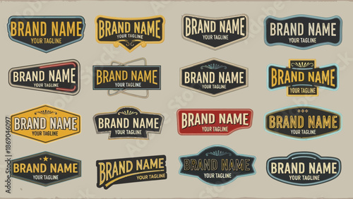 Collection of Brand Name Labels and Badges.