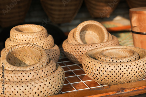 Close-up of bamboo weaving crafts