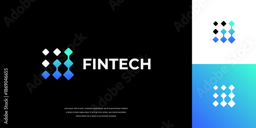 fin tech logo design vector, financial technology logo idea