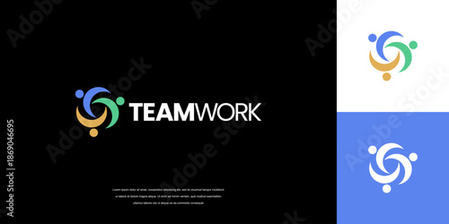 teamwork logo design vector, community logo idea