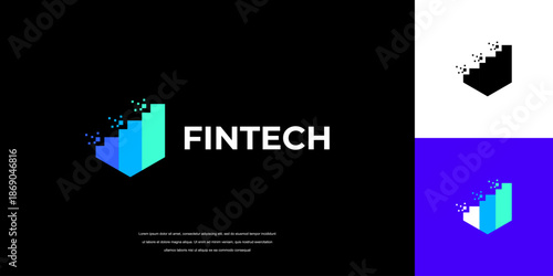fin tech logo design vector, financial technology logo idea