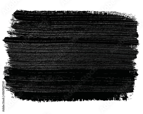 Coup de pinceau noir texturé, idéal pour les arrière-plans transparents et les éléments de design graphique modernes.