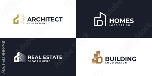 creative initial letter D real estate logo symbol, building logo design vector