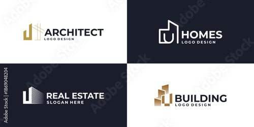 creative initial letter U real estate logo symbol, building logo design vector