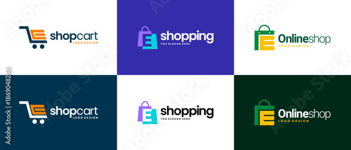 shop logo design vector template. shopping logo design collection