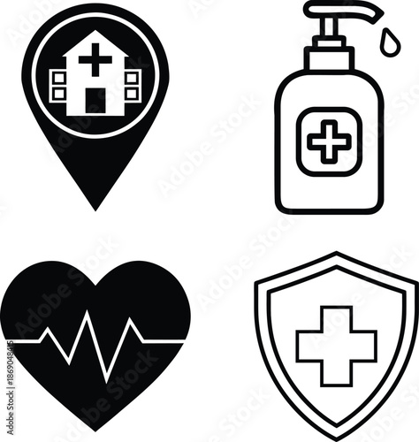 Vector set of real estate icons featuring 3d green house symbols and business building signs for web design elements on a website button or map illustration