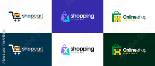 shop logo design vector template. shopping logo design collection