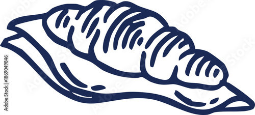 Hand-drawn line art illustration of a freshly baked croissant, a delightful and flaky pastry perfect for breakfast, brunch, or a coffee break treat