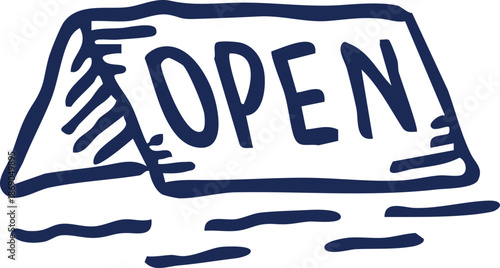 Open Sign Illustration - A Hand-Drawn Sketch of an Open Sign Indicating a Business is Open for Customers