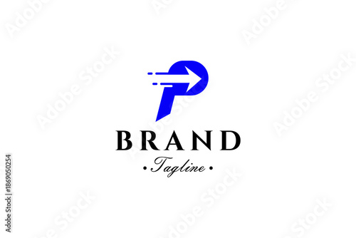 Payment logo with letter P and Arrow icon in flat vector design style