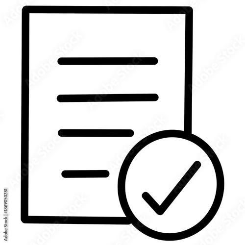 Minimal Approved Document Outline Icon Representing Verification, Compliance, and Confirmation