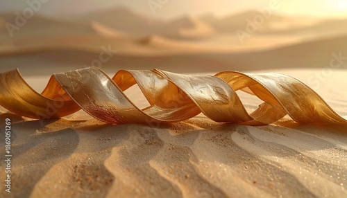 Wallpaper Mural Golden ribbon winds across desert dunes in soft, warm light Torontodigital.ca