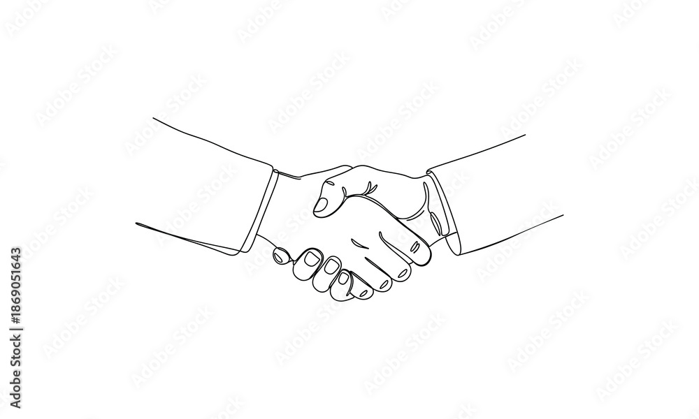 Fototapeta premium Business agreement partnership handshake illustration two hands shaking closeup vector