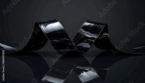 Wallpaper Mural Glossy black ribbon forms a stylized "M" against a dark background, reflecting Torontodigital.ca