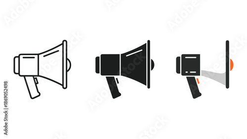 Megaphone icon set for announcement and communication