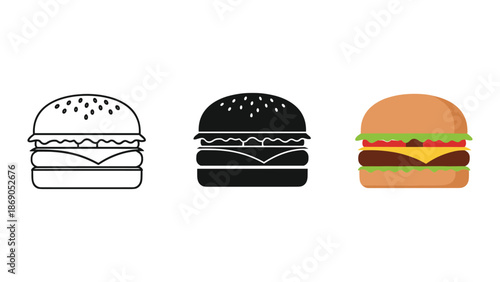 Different burger illustrations side by side