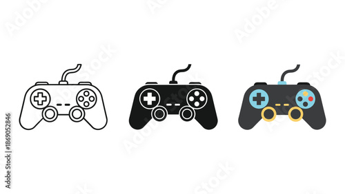 Game controller icon set in different style