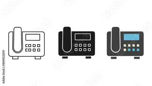 Different style landline phone illustration set