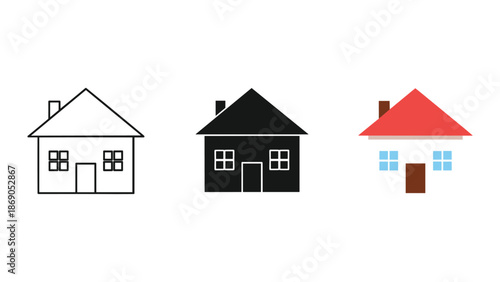 Simple house icons in different styles
