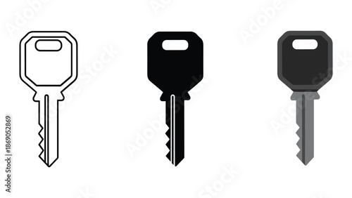 Set of three keys in different styles