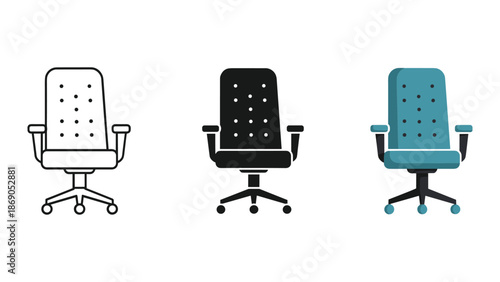 Office chair illustration set in different colors