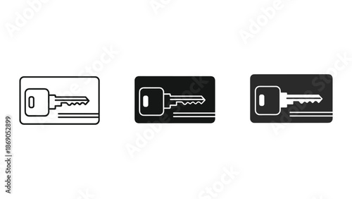 Set of key icons in different styles on white background