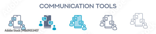 Communication Tools Element For Design Graphic - Multi Styles. Vector Illustration Of Two Colored And Black. Multiple Icons Designs Can Be Used For Mobile, Ui, Web 