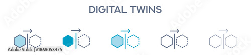 Digital Twins Element For Design Graphic - Multi Styles. Vector Illustration Of Two Colored And Black. Multiple Icons Designs Can Be Used For Mobile, Ui, Web 
