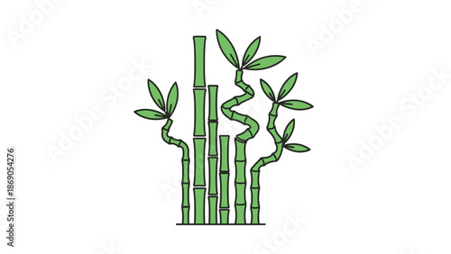 Simple green bamboo stalks with leaves illustration.