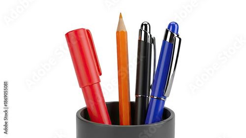 Assorted Writing Utensils in a Holder