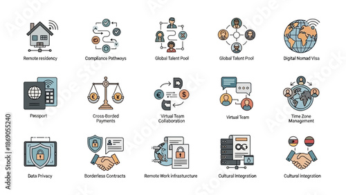 Collection of Digital Business Icons and Symbols.