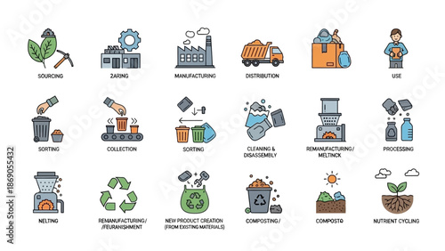 Collection of Industrial and Environmental Icons.