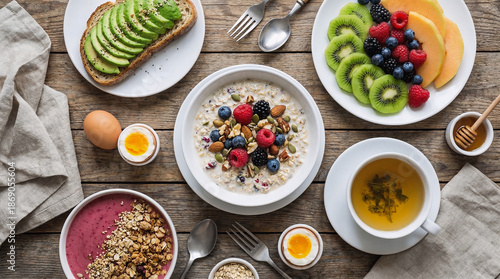 Healthy Breakfast Flat Lay