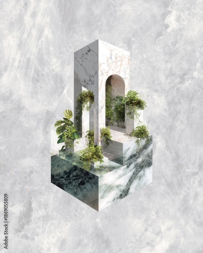 Modern Abstract Architecture with Green Elements