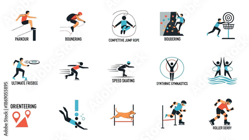 Collection of Modern Sports Icons and Illustrations.